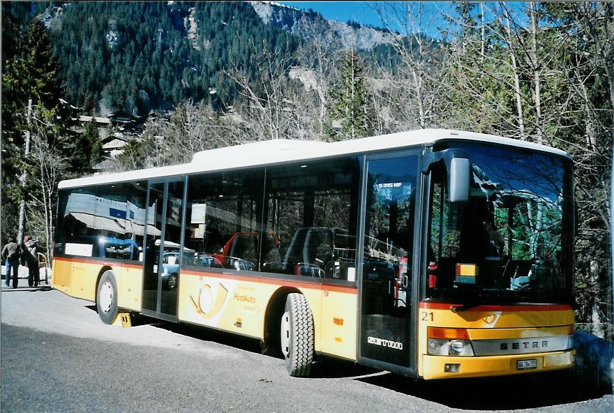 (104'627) - PostAuto Nordschweiz - Nr. 21/AG 304'555 - Setra am 24. Februar 2008 in Adelboden, ASB