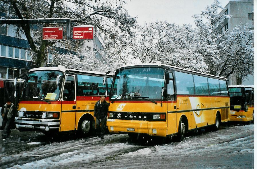 (105'631) - Buchard, Leytron - Nr. 101/VS 209'784 - Setra (ex P 24'339) am 21. Mrz 2008 beim Bahnhof Sion