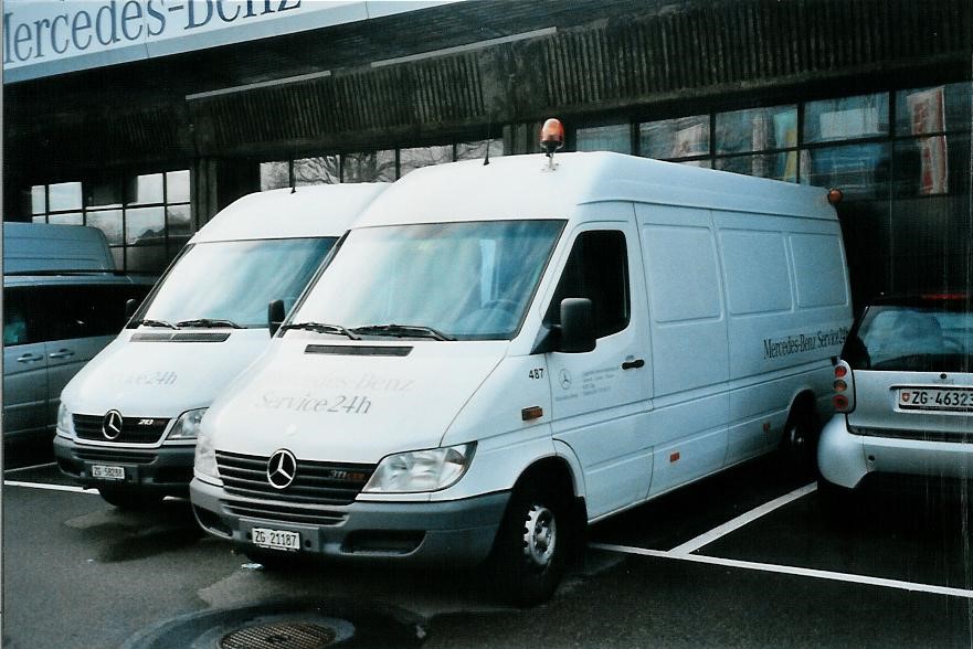 (105'709) - Aus dem Archiv: ZVB Zug - Nr. 487/ZG 21'187 - Mercedes am 23. Mrz 2008 in Zug, Garage