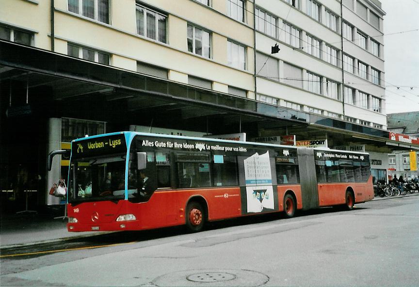 (106'431) - VB Biel - Nr. 149/BE 572'149 - Mercedes am 14. April 2008 beim Bahnhof Biel