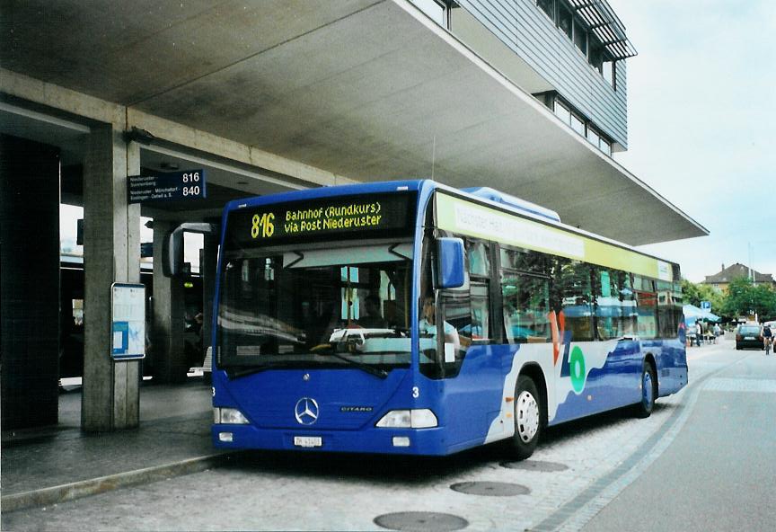 (108'703) - VZO Grningen - Nr. 3/ZH 41'403 - Mercedes am 6. Juli 2008 beim Bahnhof Uster