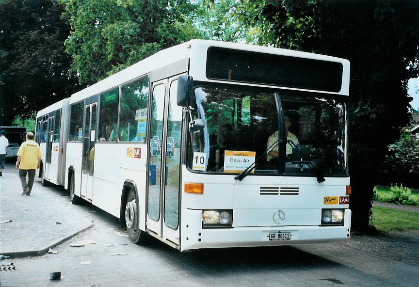 (109'102) - Stuppan, Flims - GR 80'411 - Mercedes/Hess (ex BOGG Wangen b.O. Nr. 39; ex SOO Olten Nr. 39) am 11. Juli 2008 beim Bahnhof Frauenfeld