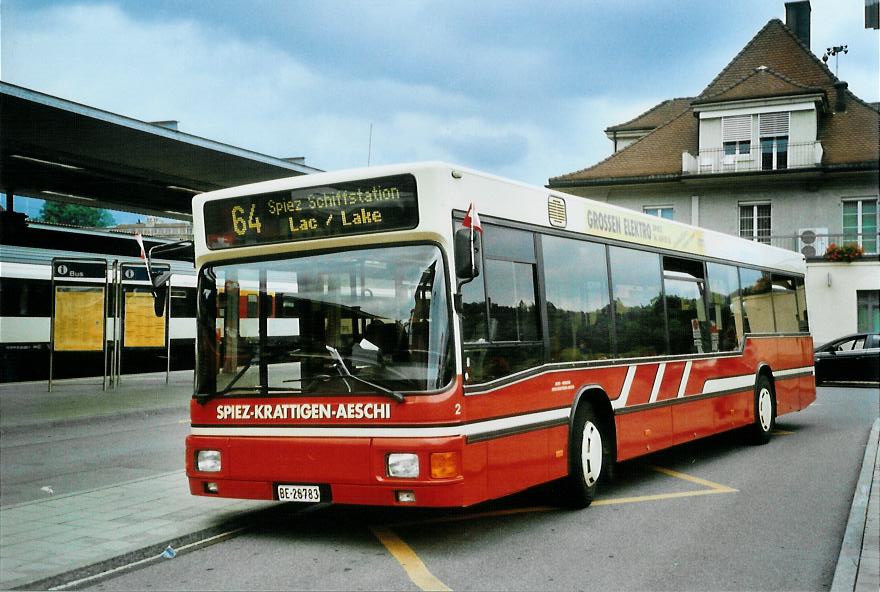 (109'810) - ASKA Aeschi - Nr. 2/BE 26'783 - MAN am 1. August 2008 beim Bahnhof Spiez