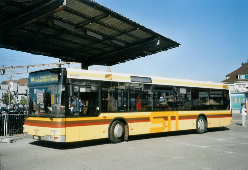 (110'523) - STI Thun - Nr. 78/BE 265'478 - MAN am 30. August 2008 beim Bahnhof Thun (prov. Haltestelle)