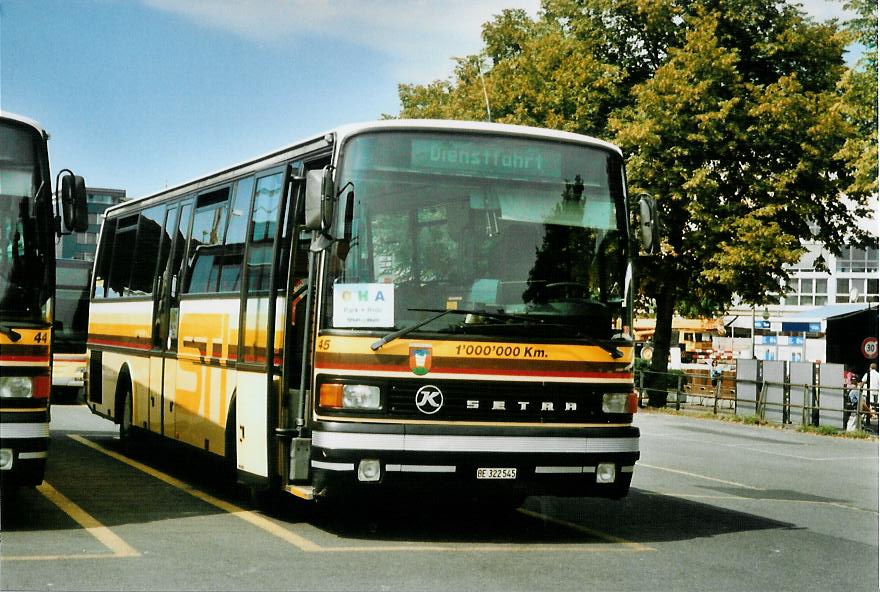 (110'804) - STI Thun - Nr. 45/BE 322'545 - Setra (ex AGS Sigriswil Nr. 3) am 31. August 2008 beim Bahnhof Thun (prov. Haltestelle)