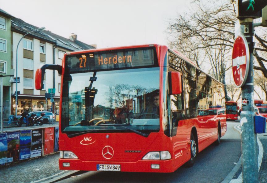 (113'533) - VAG Freiburg - Nr. 849/FR-SW 849 - Mercedes am 3. Januar 2009 in Freiburg, Siegesdenkmal