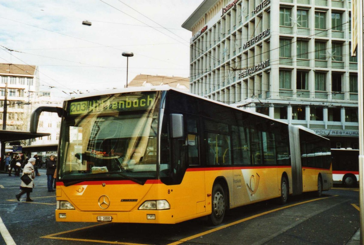 (113'935) - Eurobus, Arbon - Nr. 8/TG 18'880 - Mercedes am 17. Januar 2009 beim Bahnhof St. Gallen