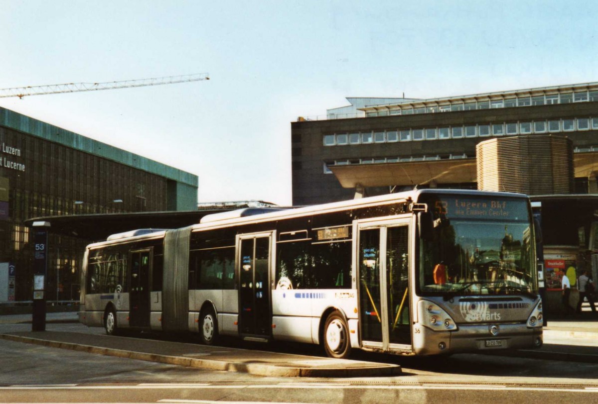 (119'717) - AAGR Rothenburg - Nr. 36/LU 233'709 - Irisbus am 15. August 2009 beim Bahnhof Luzern