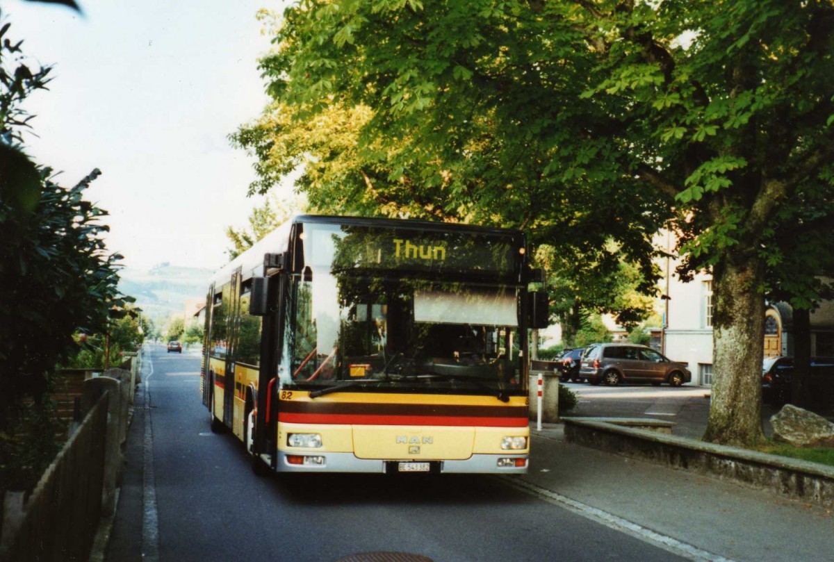 (120'107) - STI Thun - Nr. 82/BE 543'382 - MAN am 18. August 2009 in Thun-Lerchenfeld, Langestrasse (Fensterbruch)