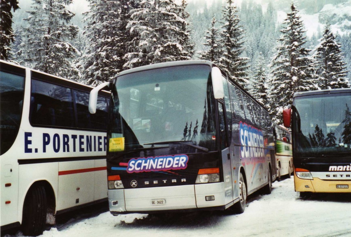 (123'702) - Schneider, Kirchberg - BE 3622 - Setra am 9. Januar 2010 in Adelboden, Unter dem Birg