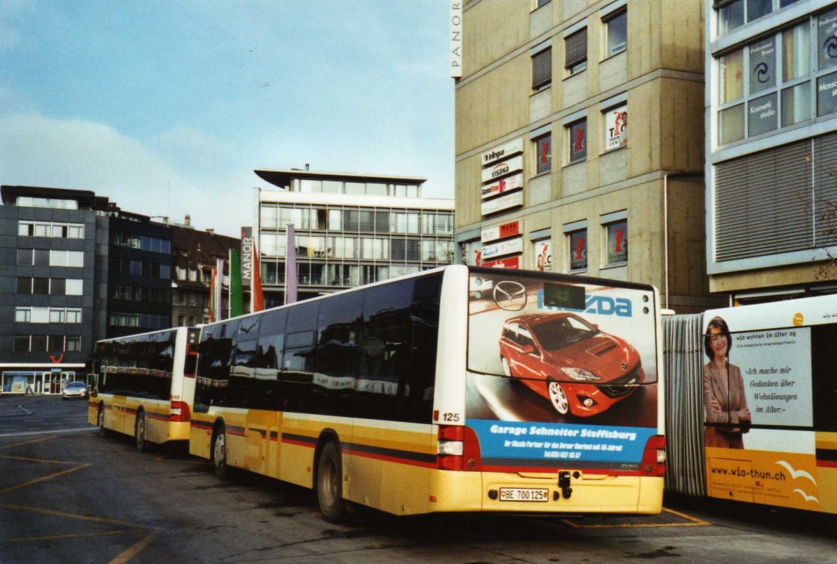 (124'207) - STI Thun - Nr. 125/BE 700'125 - MAN am 23. Januar 2010 beim Bahnhof Thun