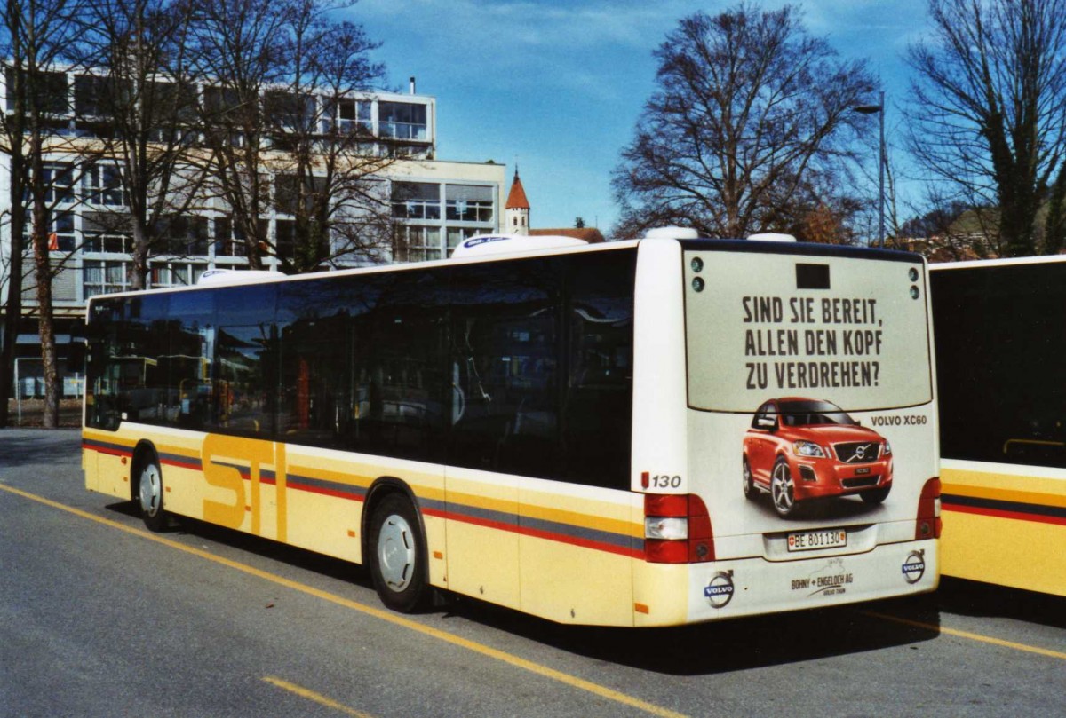 (124'536) - STI Thun - Nr. 130/BE 801'130 - MAN am 1. Mrz 2010 bei der Schifflndte Thun