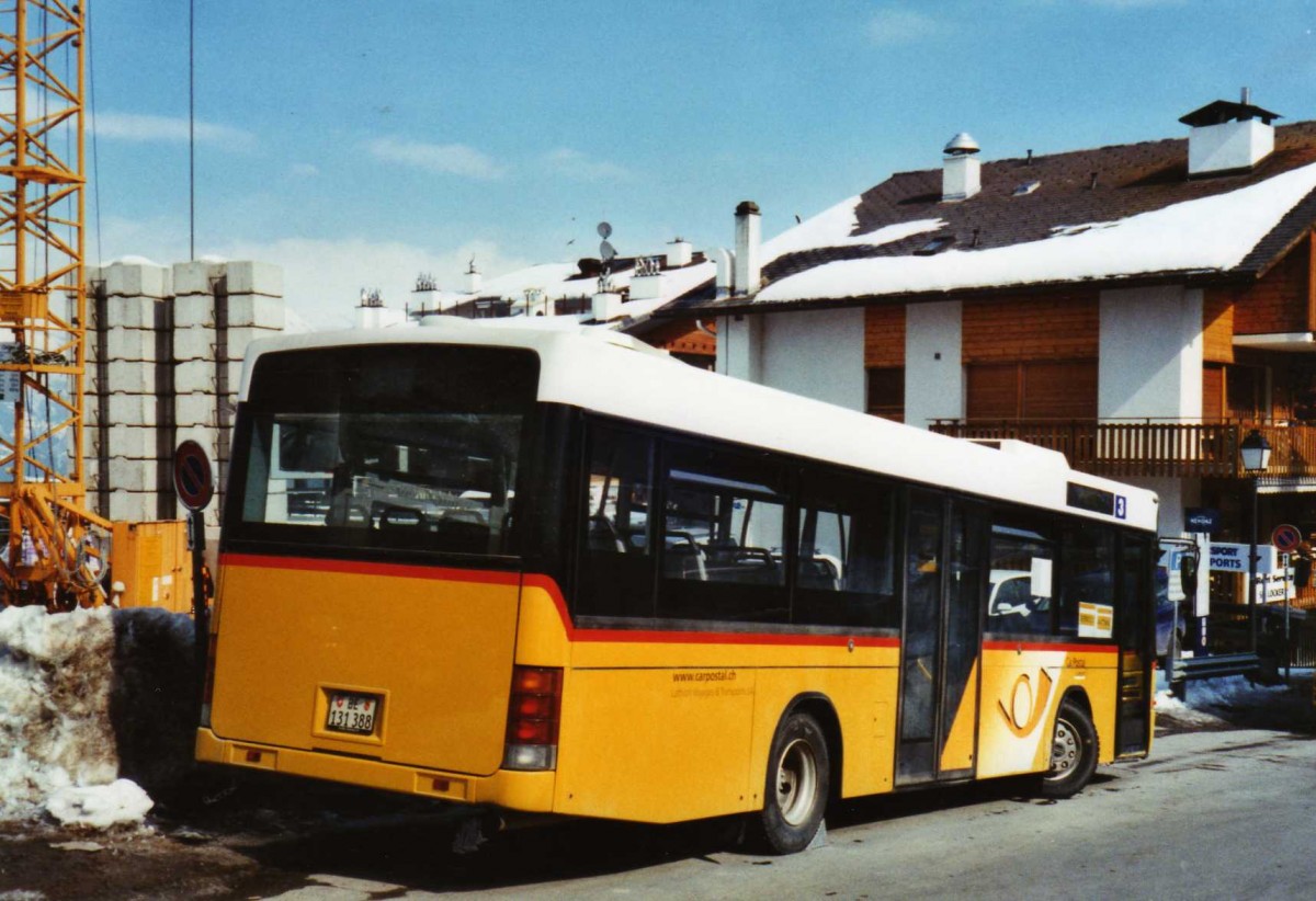 (124'636) - Lathion, Sion - BE 131'388 - Volvo/Hess (ex MOB Montreux Nr. 26; ex Maag, Kloten Nr. 38) am 9. Mrz 2010 in Haute-Nendaz, Tl