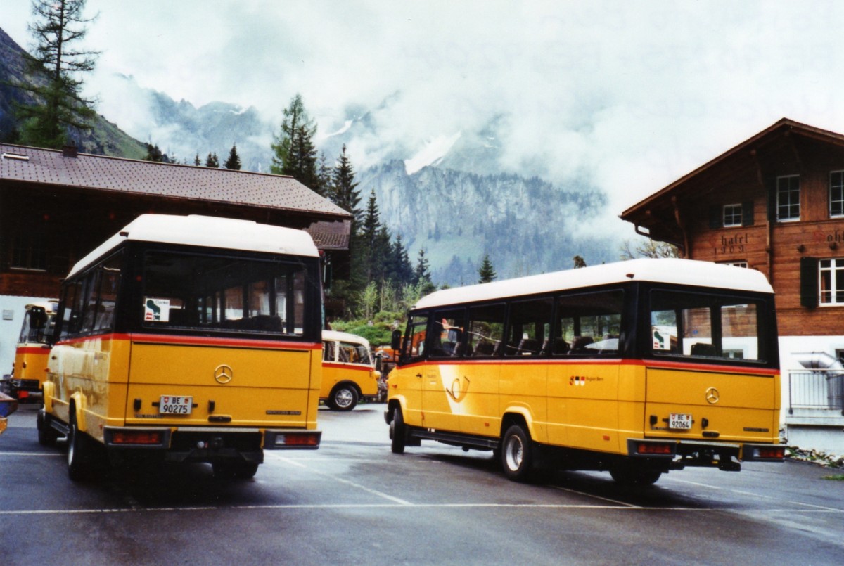 (126'718) - PostAuto Bern - BE 90'275 - Mercedes/Kusters (ex Portenier, Adelboden Nr. 7) + BE 92'064 - Mercedes/Kusters (ex Portenier, Adelboden Nr. 5) am 29. Mai 2010 auf der Griesalp