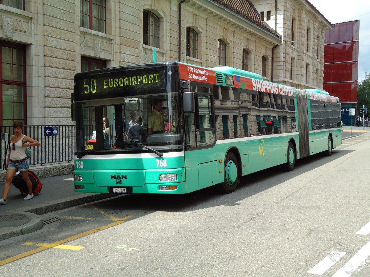 (127'645) - BVB Basel - Nr. 788/BS 3288 - MAN am 6. Juli 2010 beim Bahnhof Basel