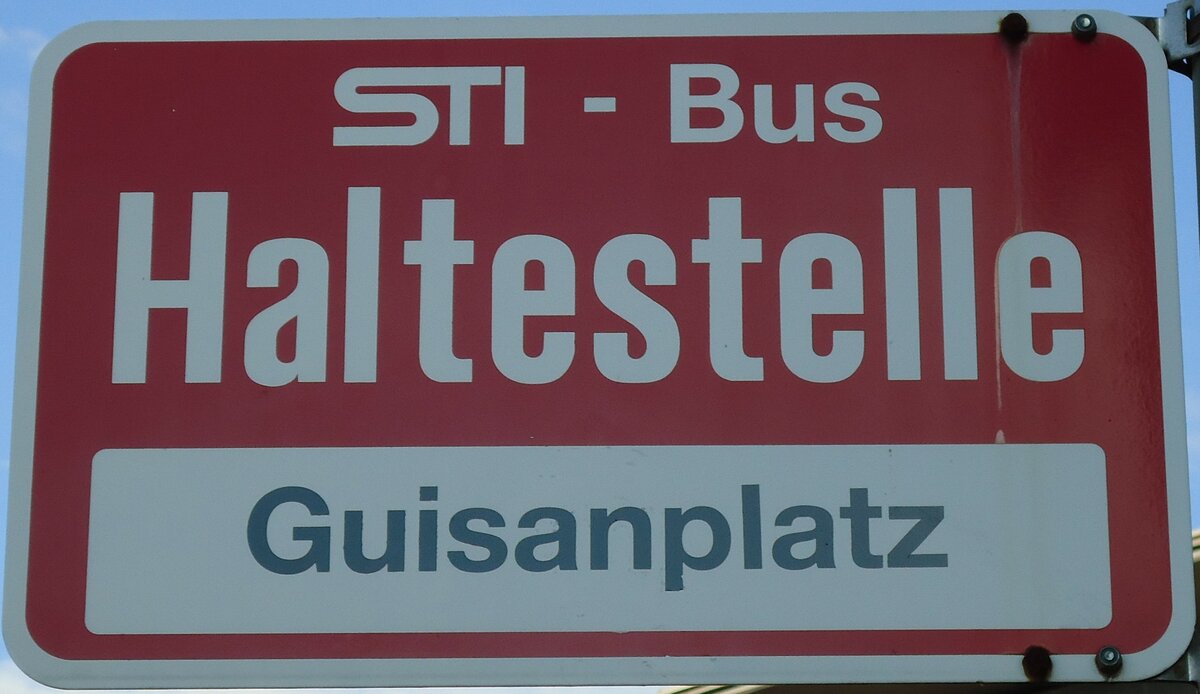 (128'129) - STI-Haltestellenschild - Thun, Guisanplatz - am 31. Juli 2010