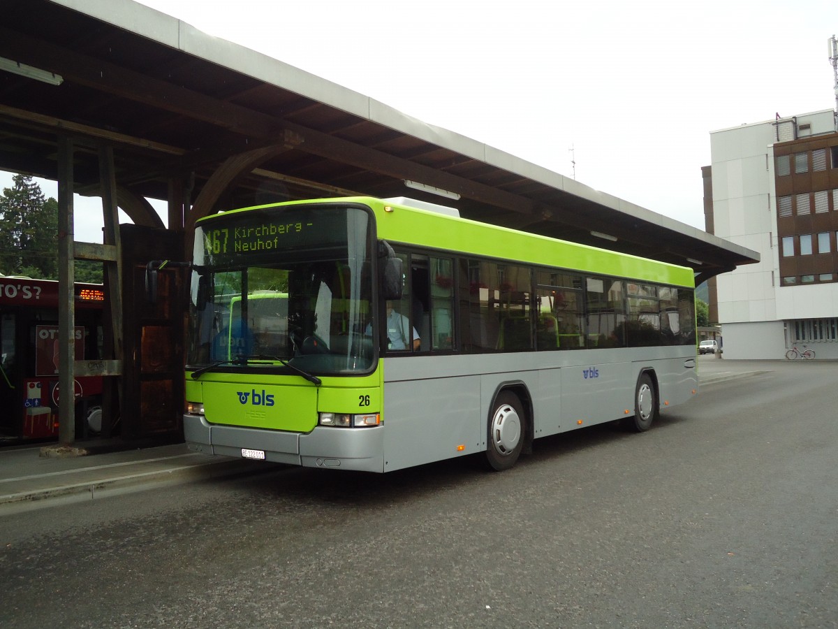 (129'117) - Busland, Burgdorf - Nr. 26/BE 122'011 - Scania/Hess am 23. August 2010 beim Bahnhof Burgdorf