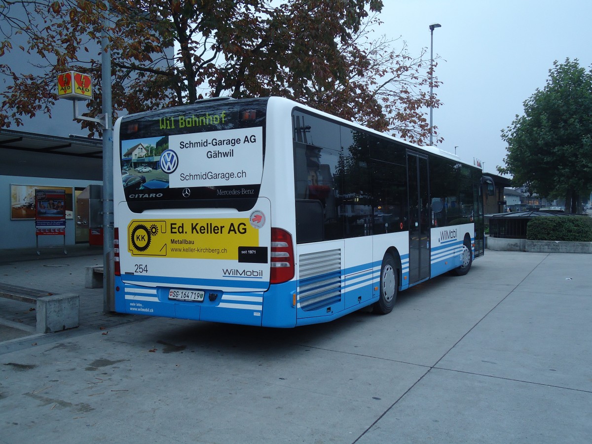 (130'400) - WilMobil, Wil - Nr. 254/SG 164'719 - Mercedes am 13. Oktober 2010 beim Bahnhof Wil