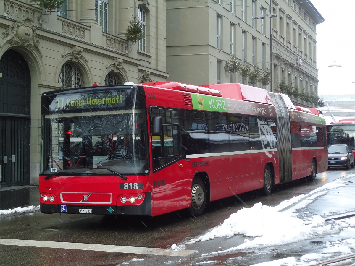 (131'173) - Bernmobil, Bern - Nr. 818/BE 612'818 - Volvo am 29. November 2010 beim Bahnhof Bern