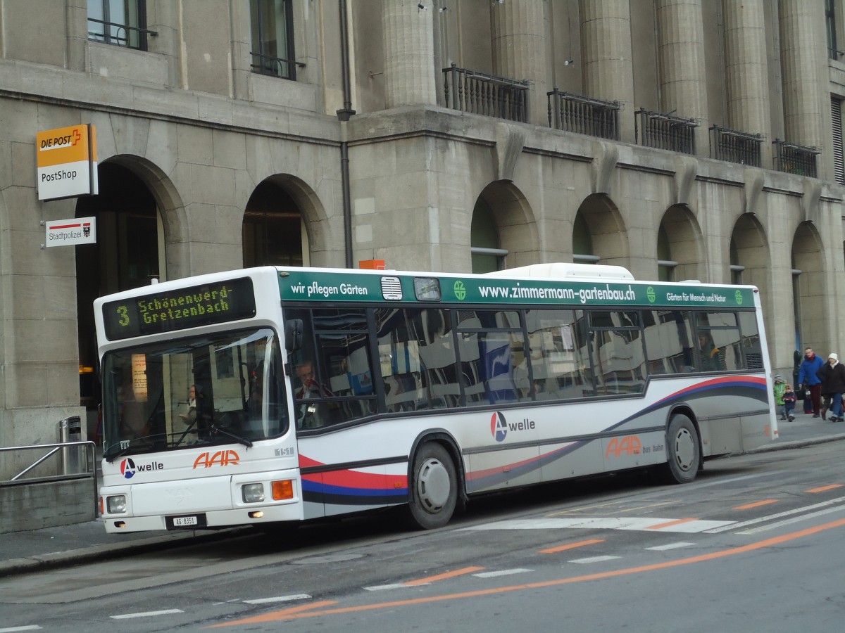 (131'612) - AAR bus+bahn, Aarau - Nr. 151/AG 8351 - MAN am 15. Dezember 2010 beim Bahnhof Aarau