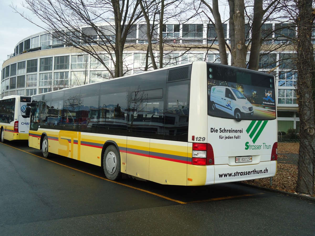 (131'666) - STI Thun - Nr. 129/BE 800'129 - MAN am 22. Dezember 2010 bei der Schifflndte Thun