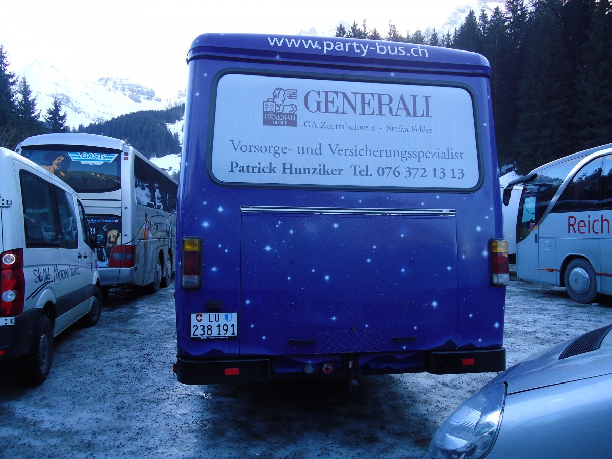 (132'005) - Party-Bus, Ruswil - LU 238'191 - Saurer/Hess (ex ARAG Ruswil Nr. 1) am 8. Januar 2011 in Adelboden, ASB