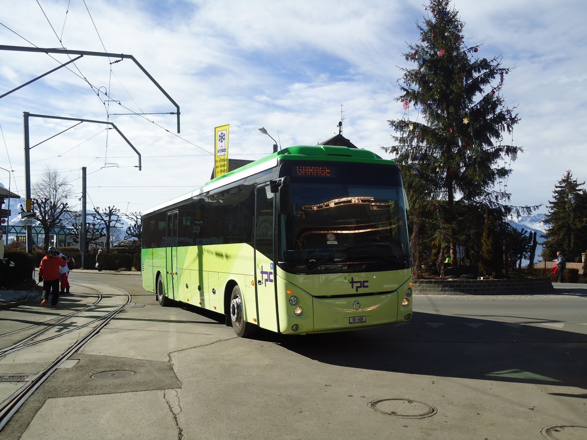 (132'618) - TPC Aigle - VD 608 - Irisbus am 19. Februar 2011 beim Bahnhof Villars-sur-Ollon