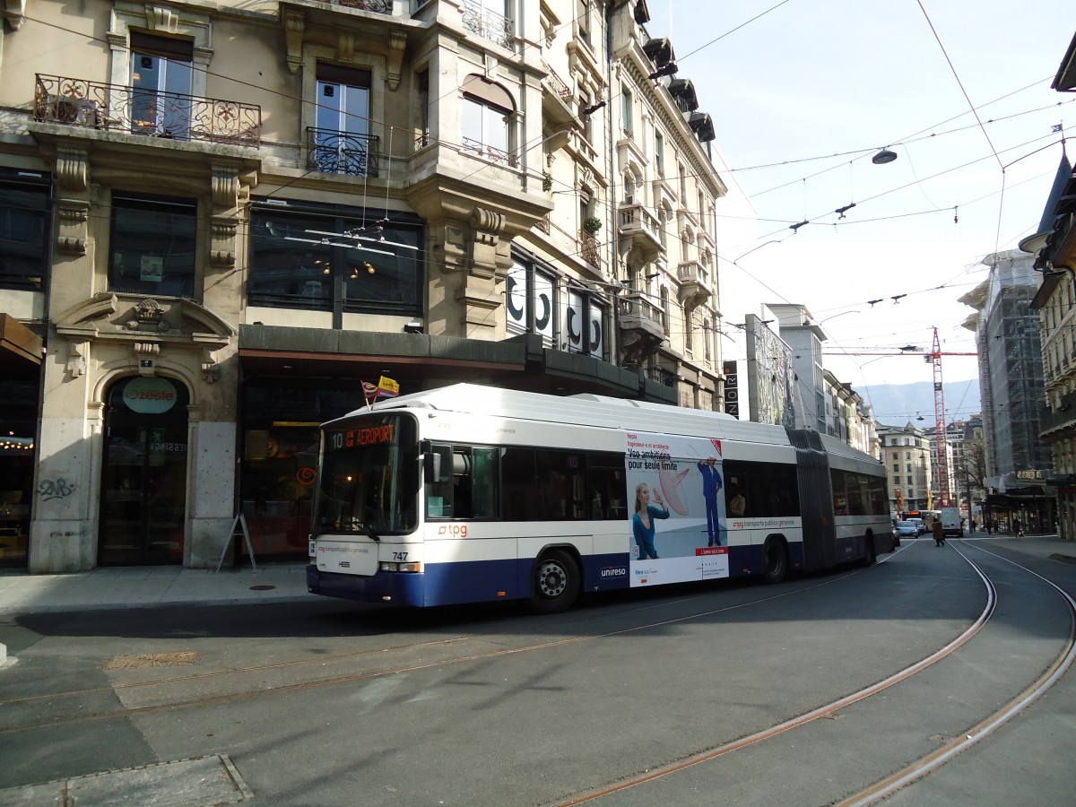 (132'904) - TPG Genve - Nr. 747 - Hess/Hess Gelenktrolleybus am 10. Mrz 2011 in Genve, Coutance
