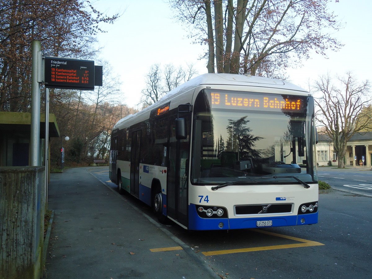 (132'958) - VBL Luzern - Nr. 74/LU 250'373 - Volvo am 11. Mrz 2011 in Luzern, Friedental