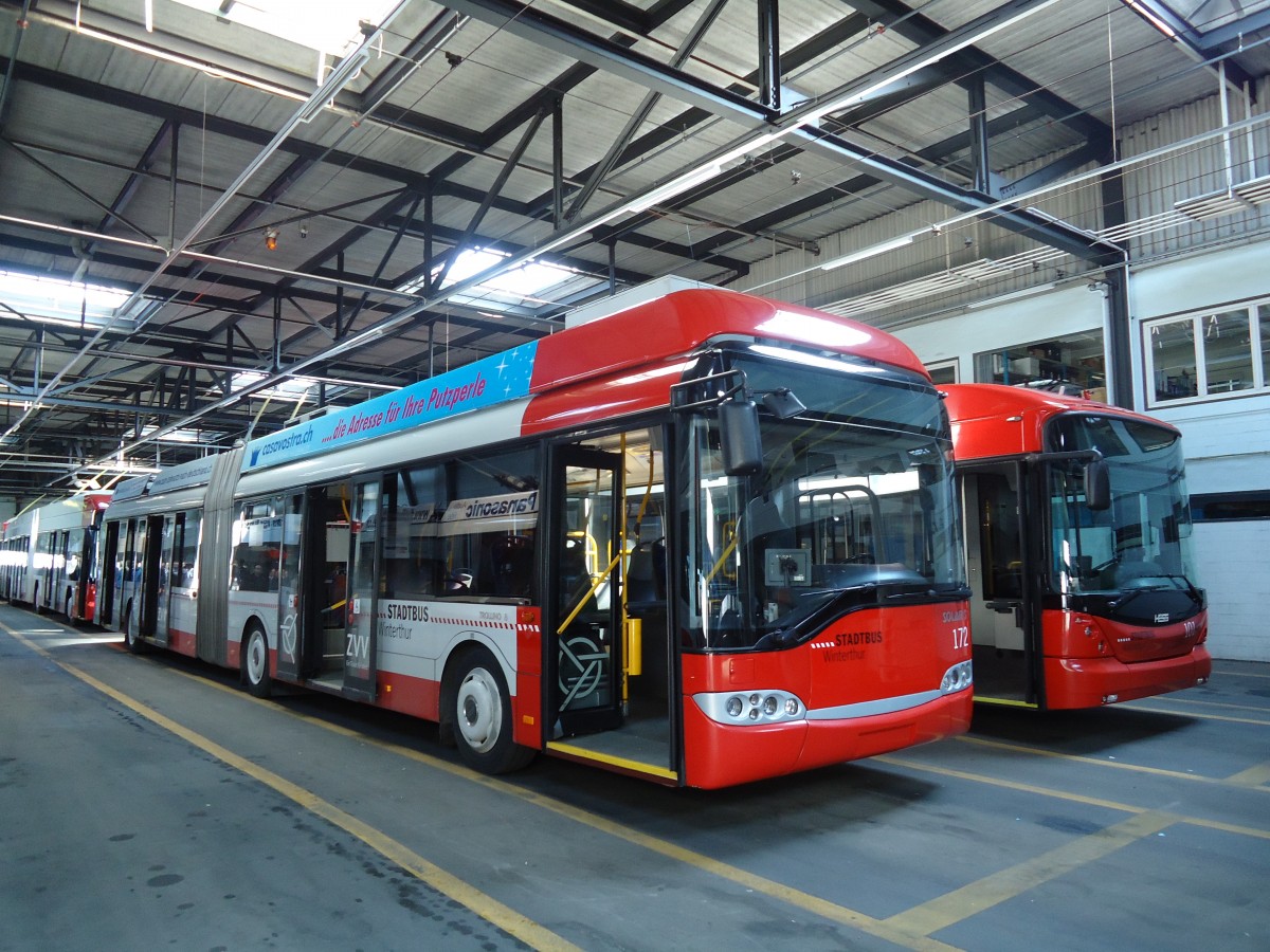 (133'098) - SW Winterthur - Nr. 172 - Solaris Gelenktrolleybus am 20. Mrz 2011 in Winterthur, Depot Grzefeld