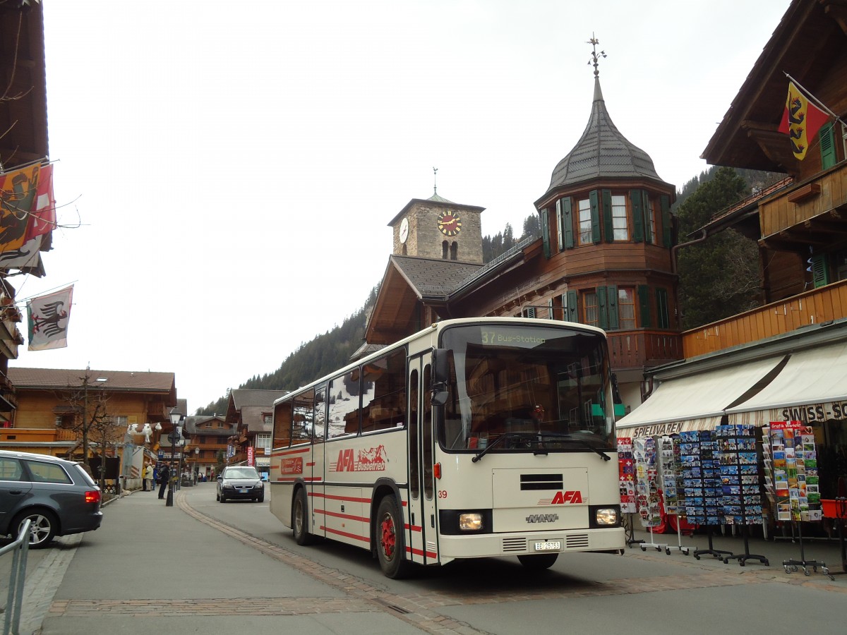 (133'172) - AFA Adelboden - Nr. 39/BE 25'753 - NAW/R&J (ex Nr. 18; ex Autopostale, Mendrisio Nr. 38; ex Piotti, Balerna Nr. 38; ex AAGI Interlaken Nr. 38; ex Schmocker, Beatenberg Nr. 3) am 27. Mrz 2011 in Adelboden, Dorfstrasse