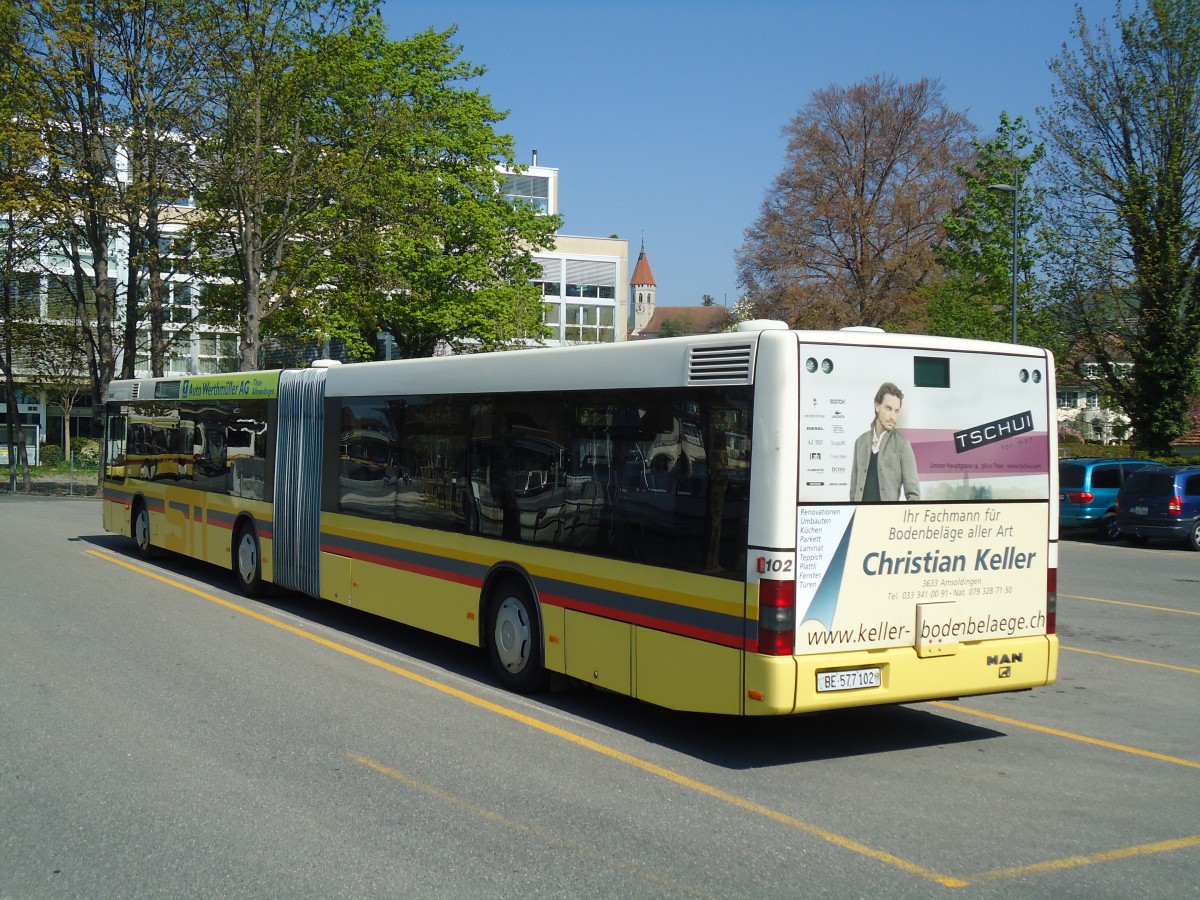 (133'304) - STI Thun - Nr. 102/BE 577'102 - MAN am 16. April 2011 bei der Schifflndte Thun