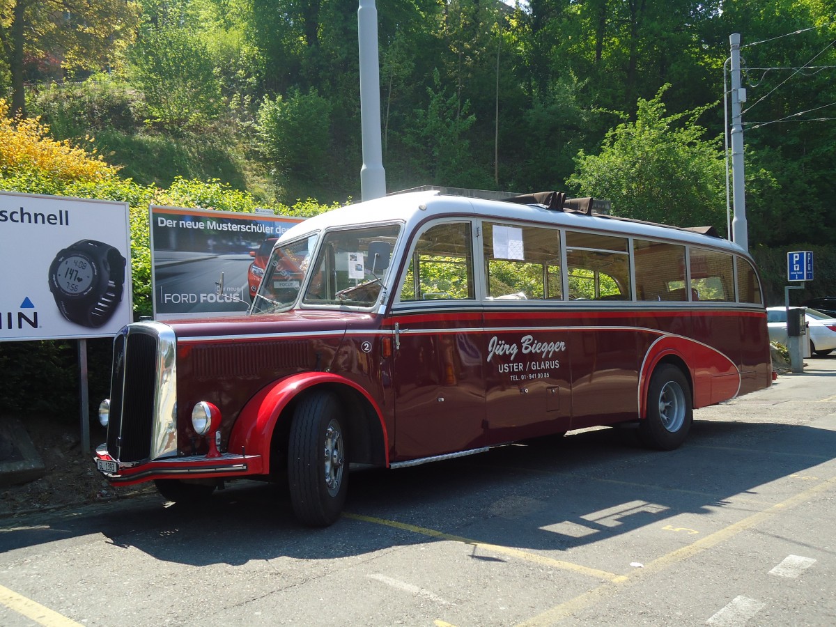 (133'448) - Biegger, Uster - Nr. 2/GL 1393 - Saurer/Lauber (ex Tlverbier, Verbier Nr. 2; ex Werkbus; ex Rey, Ayent) am 25. April 2011 in Zrich, Burgwies