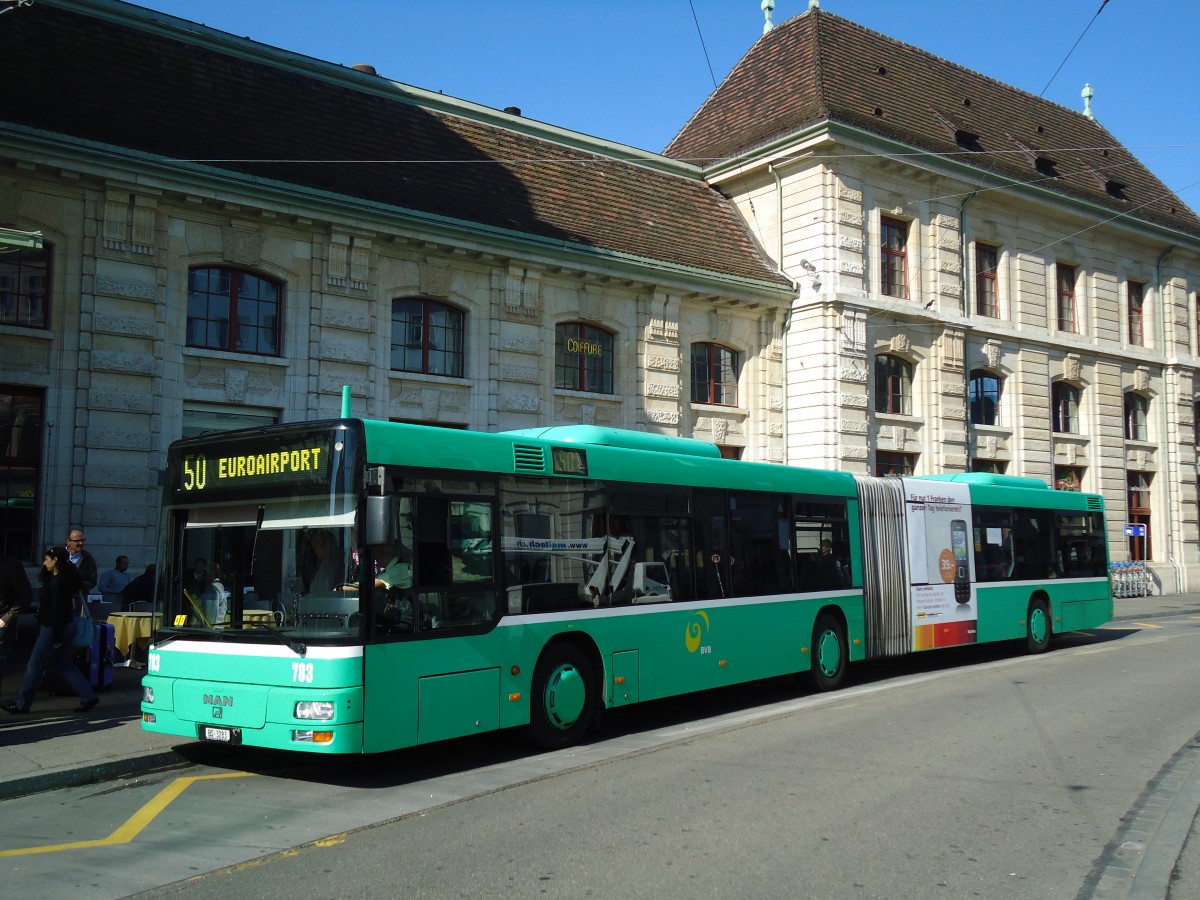 (133'683) - BVB Basel - Nr. 783/BS 3283 - MAN am 16. Mai 2011 beim Bahnhof Basel