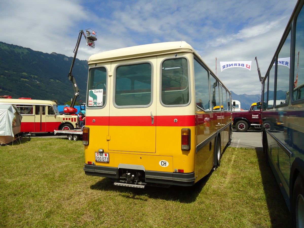 (134'404) - Schmid, Glarus - SZ 200'073 - Saurer/Tscher (ex Mosimann, Aesch; ex Erne, Full; ex P 24'257) am 25. Juni 2011 in Interlaken, Flugplatz