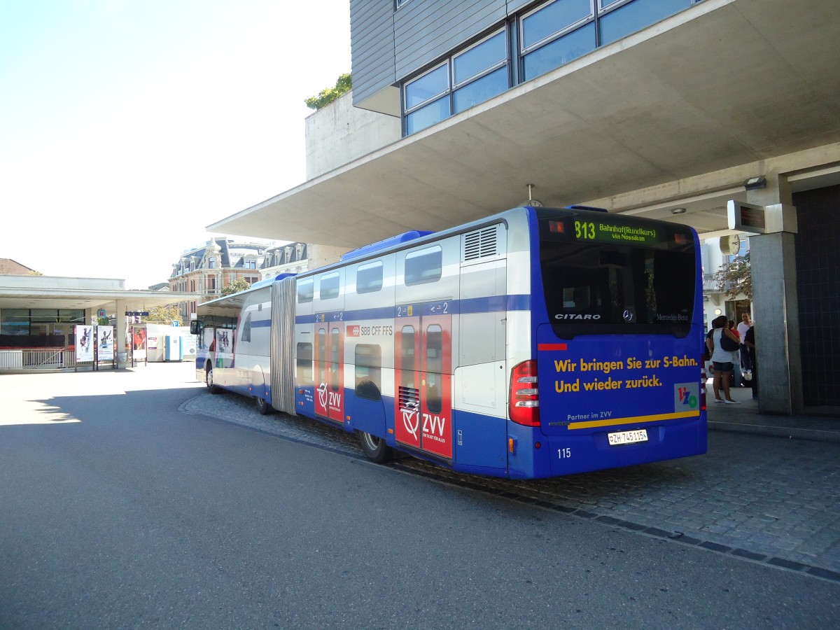 (135'521) - VZO Grningen - Nr. 115/ZH 745'115 - Mercedes am 17. August 2011 beim Bahnhof Uster