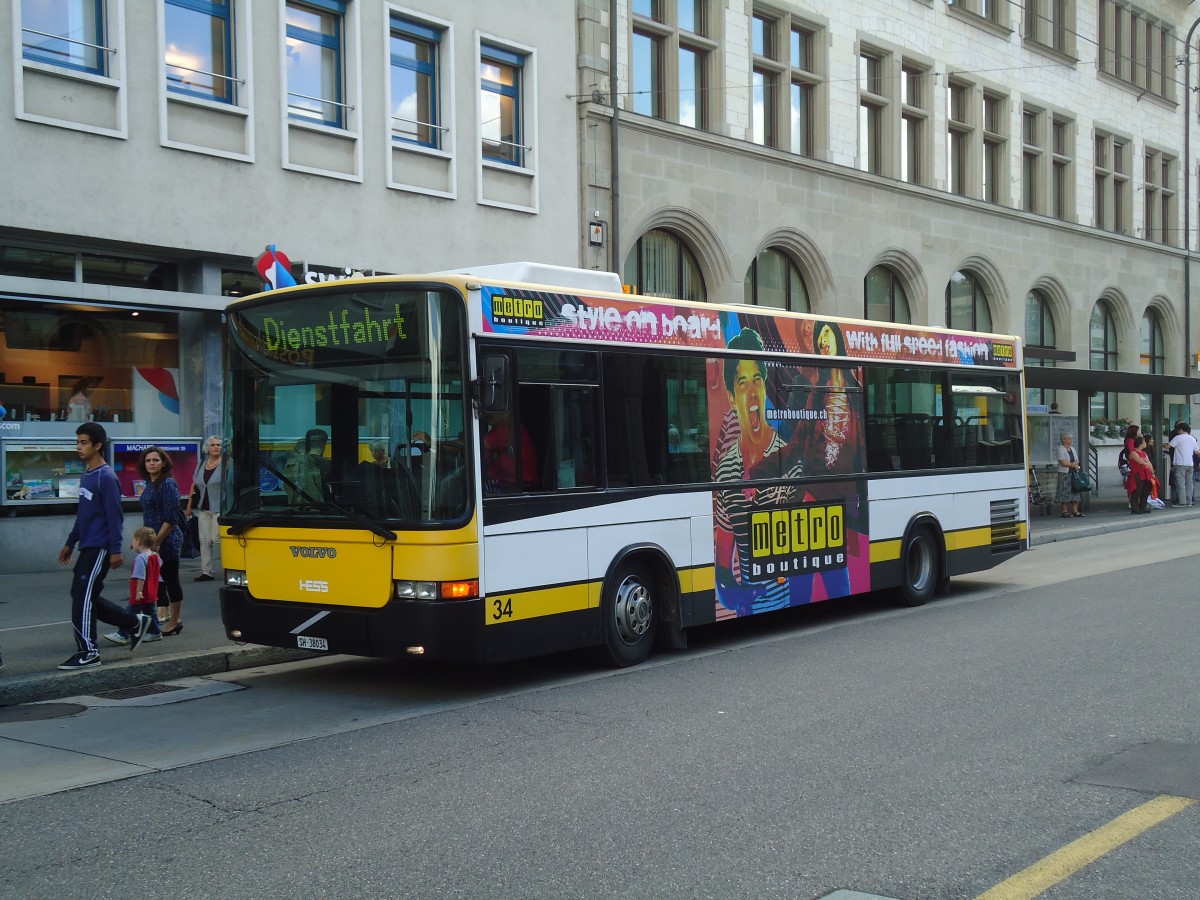 (135'918) - VBSH Schaffhausen - Nr. 34/SH 38'034 - Volvo/Hess am 14. September 2011 beim Bahnhof Schaffhausen