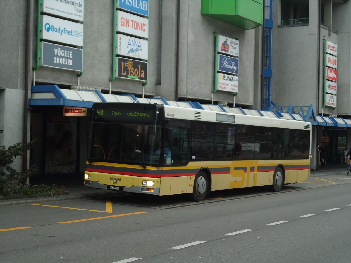 (136'730) - STI Thun - Nr. 101/BE 577'101 - MAN am 11. November 2011 in Thun, Postbrcke