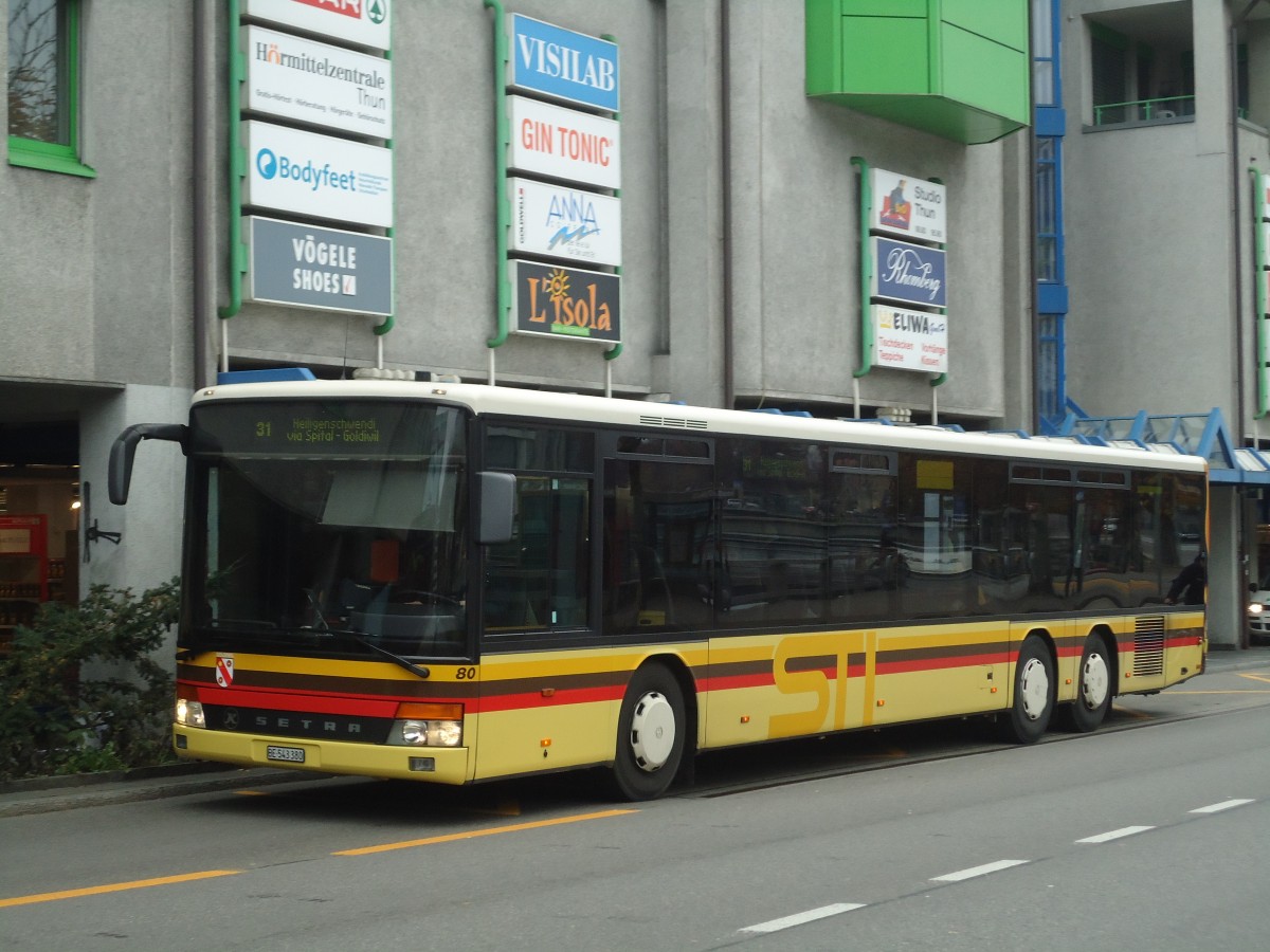 (136'741) - STI Thun - Nr. 80/BE 543'380 - Setra am 11. November 2011 in Thun, Postbrcke