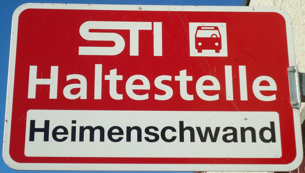 (136'782) - STI-Haltestellenschild - Heimenschwand, Heimenschwand - am 21. November 2011