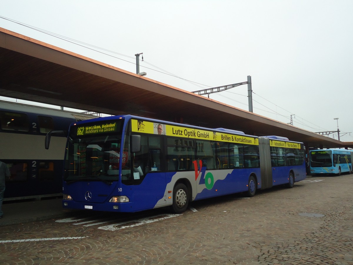 (136'928) - VZO Grningen - Nr. 50/ZH 628'550 - Mercedes am 24. November 2011 beim Bahnhof Wetzikon