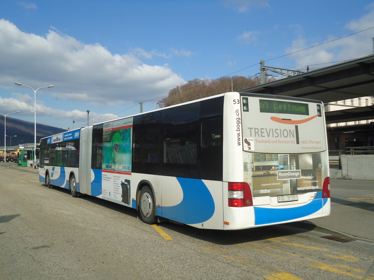 (138'114) - BOGG Wangen b.O. - Nr. 53/SO 78'758 - MAN am 6. Mrz 2012 beim Bahnhof Olten