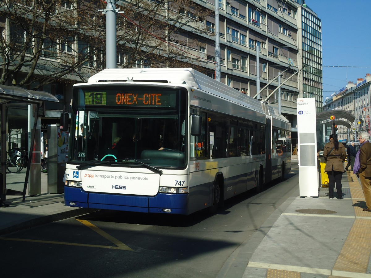 (138'268) - TPG Genve - Nr. 747 - Hess/Hess Gelenktrolleybus am 9. Mrz 2012 in Genve, Coutance