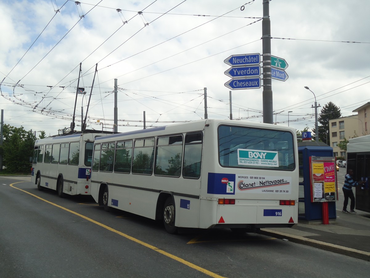 (138'746) - TL Lausanne - Nr. 916 - Lanz+Marti/Hess Personenanhnger am 13. Mai 2012 in Lausanne, Blcherette