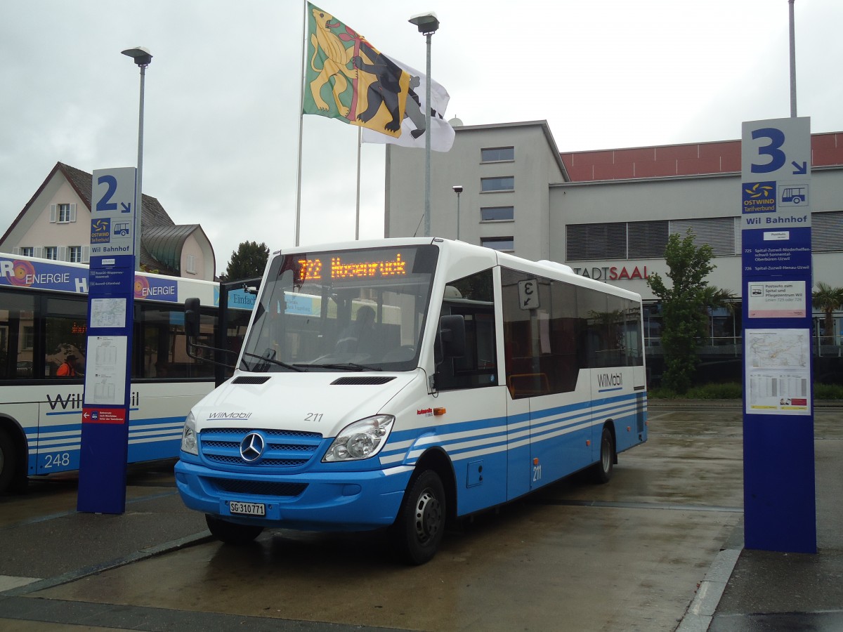 (138'799) - WilMobil, Wil - Nr. 211/SG 310'771 - Mercedes/Kutsenits am 16. Mai 2012 beim Bahnhof Wil