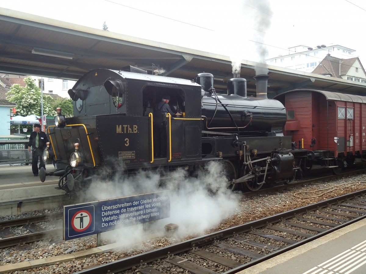 (139'149) - M.Th.B.-Dampflokomotive - Nr. 3 - am 27. Mai 2012 im Bahnhof Romanshorn