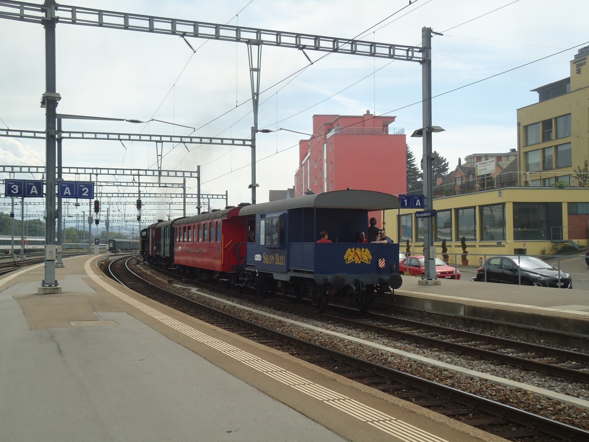 (139'151) - Dampfzug am 27. Mai 2012 im Bahnhof Romanshorn