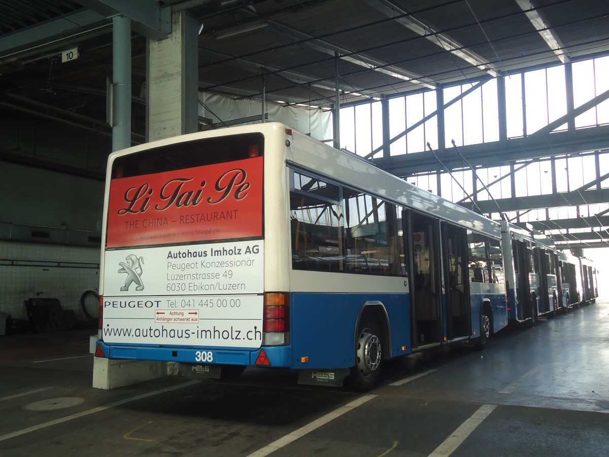 (139'225) - VBL Luzern - Nr. 308 - Lanz+Marti/Hess Personenanhnger am 2. Juni 2012 in Luzern, Depot