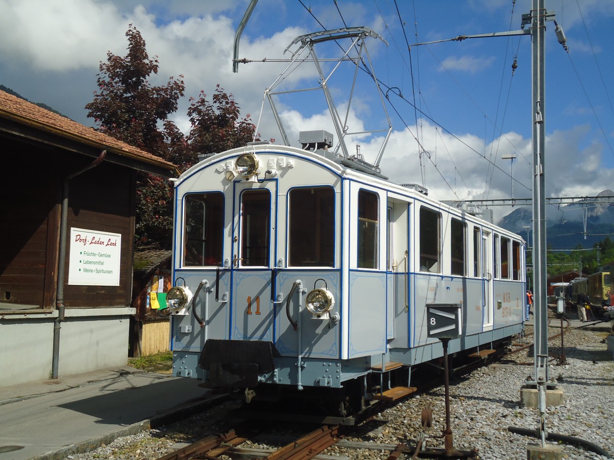 (139'333) - MOB-Triebwagen - Nr. 11 - am 10. Juni 2012 beim Bahnhof Lenk