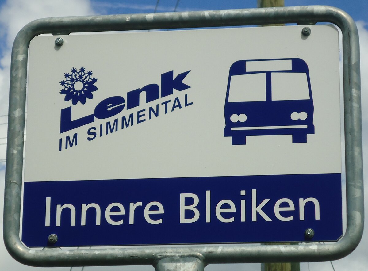 (139'347) - AFA-Haltestellenschild - Lenk, Innere Bleiken - am 10. Juni 2012